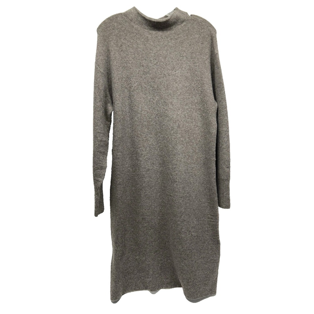 Ann Taylor Women's Large Greyish Tan Mock Neck Sweater Dress NEW (F2)
